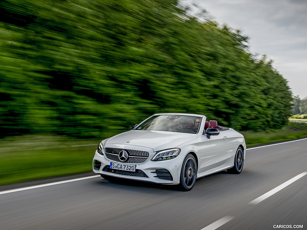 2019 Mercedes-Benz C-Class C300 Cabrio (Color: Diamond White) - Front Three-Quarter