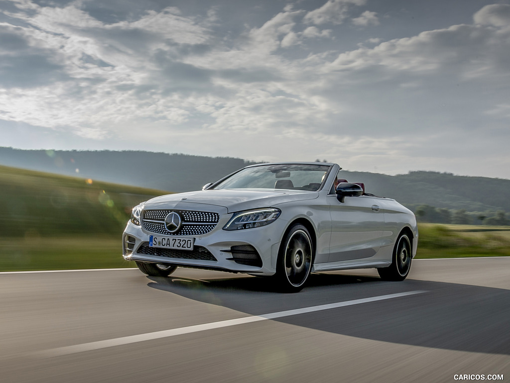 2019 Mercedes-Benz C-Class C300 Cabrio (Color: Diamond White) - Front Three-Quarter