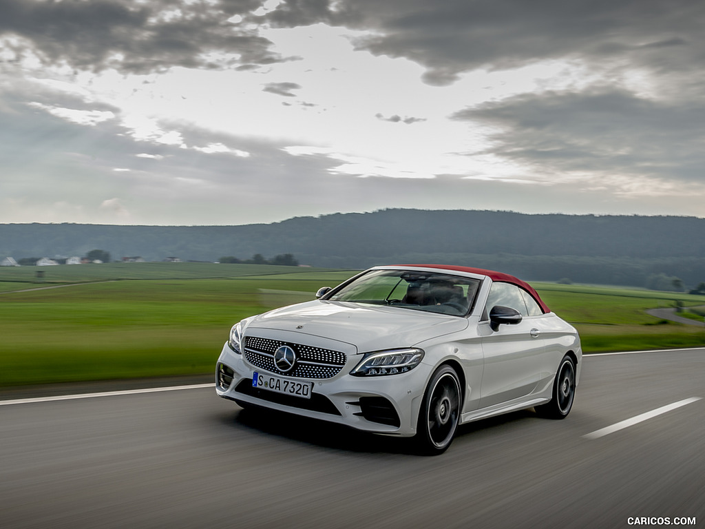 2019 Mercedes-Benz C-Class C300 Cabrio (Color: Diamond White) - Front Three-Quarter