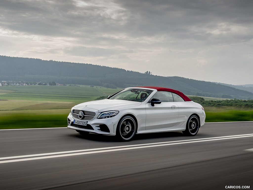 2019 Mercedes-Benz C-Class C300 Cabrio (Color: Diamond White) - Front Three-Quarter