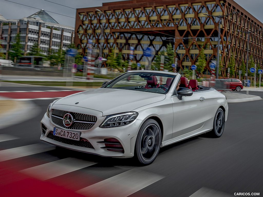 2019 Mercedes-Benz C-Class C300 Cabrio (Color: Diamond White) - Front Three-Quarter