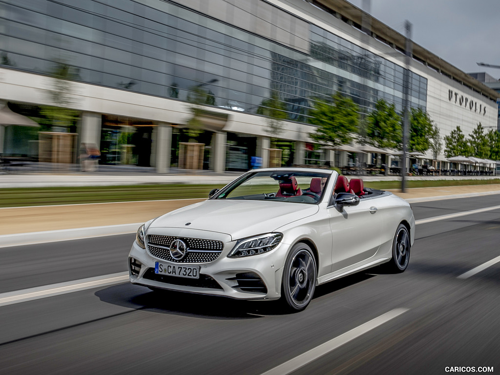 2019 Mercedes-Benz C-Class C300 Cabrio (Color: Diamond White) - Front Three-Quarter