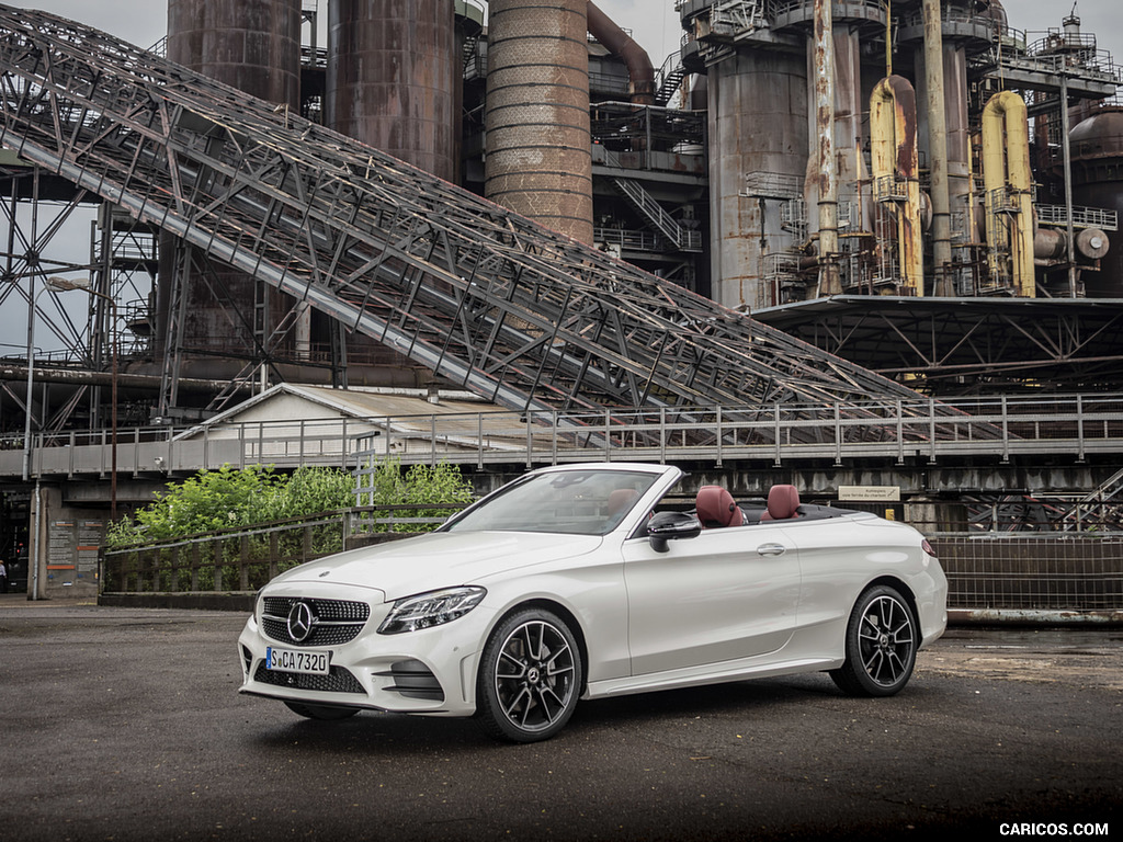 2019 Mercedes-Benz C-Class C300 Cabrio (Color: Diamond White) - Front Three-Quarter