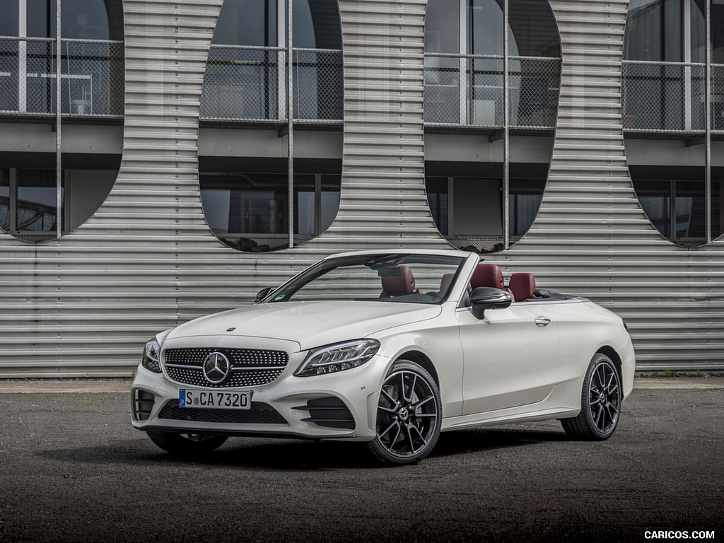 2019 Mercedes-Benz C-Class C300 Cabrio (Color: Diamond White) - Front Three-Quarter