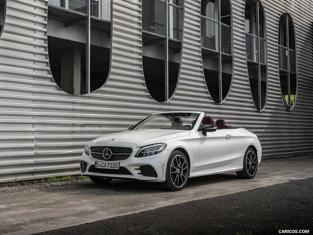 2019 Mercedes-Benz C-Class C300 Cabrio (Color: Diamond White) - Front Three-Quarter