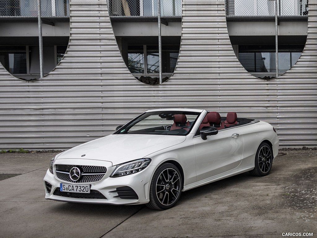 2019 Mercedes-Benz C-Class C300 Cabrio (Color: Diamond White) - Front Three-Quarter