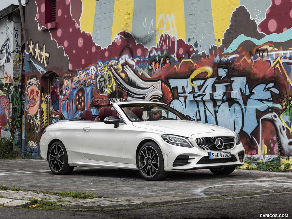 2019 Mercedes-Benz C-Class C300 Cabrio (Color: Diamond White) - Front Three-Quarter