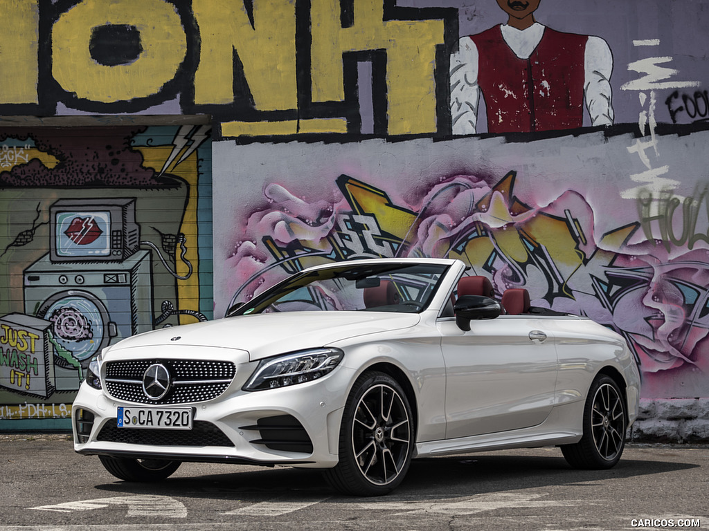 2019 Mercedes-Benz C-Class C300 Cabrio (Color: Diamond White) - Front Three-Quarter