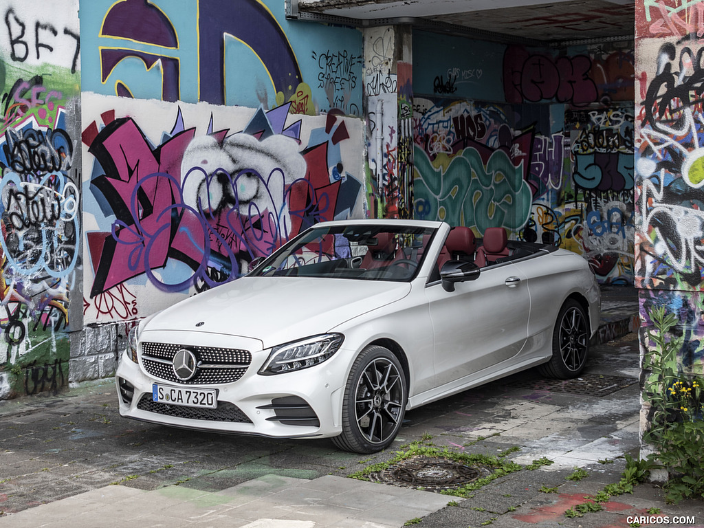 2019 Mercedes-Benz C-Class C300 Cabrio (Color: Diamond White) - Front Three-Quarter