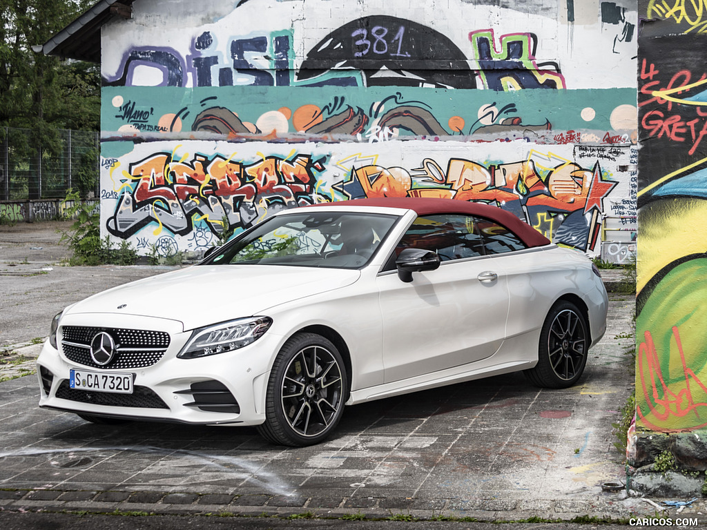 2019 Mercedes-Benz C-Class C300 Cabrio (Color: Diamond White) - Front Three-Quarter