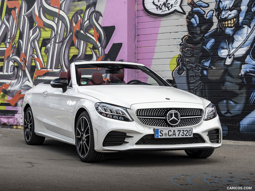 2019 Mercedes-Benz C-Class C300 Cabrio (Color: Diamond White) - Front Three-Quarter