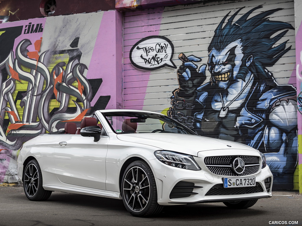 2019 Mercedes-Benz C-Class C300 Cabrio (Color: Diamond White) - Front Three-Quarter