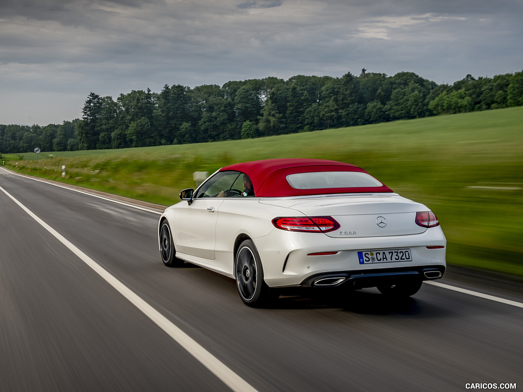 2019 Mercedes-Benz C-Class C300 Cabrio (Color: Diamond White) - Rear Three-Quarter