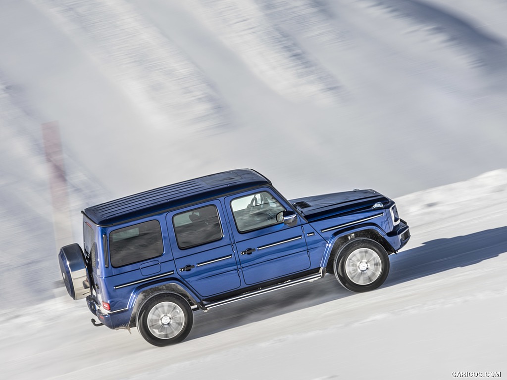 2019 Mercedes-Benz G 350 d (Brilliant Blue Metallic) - In Snow - Side