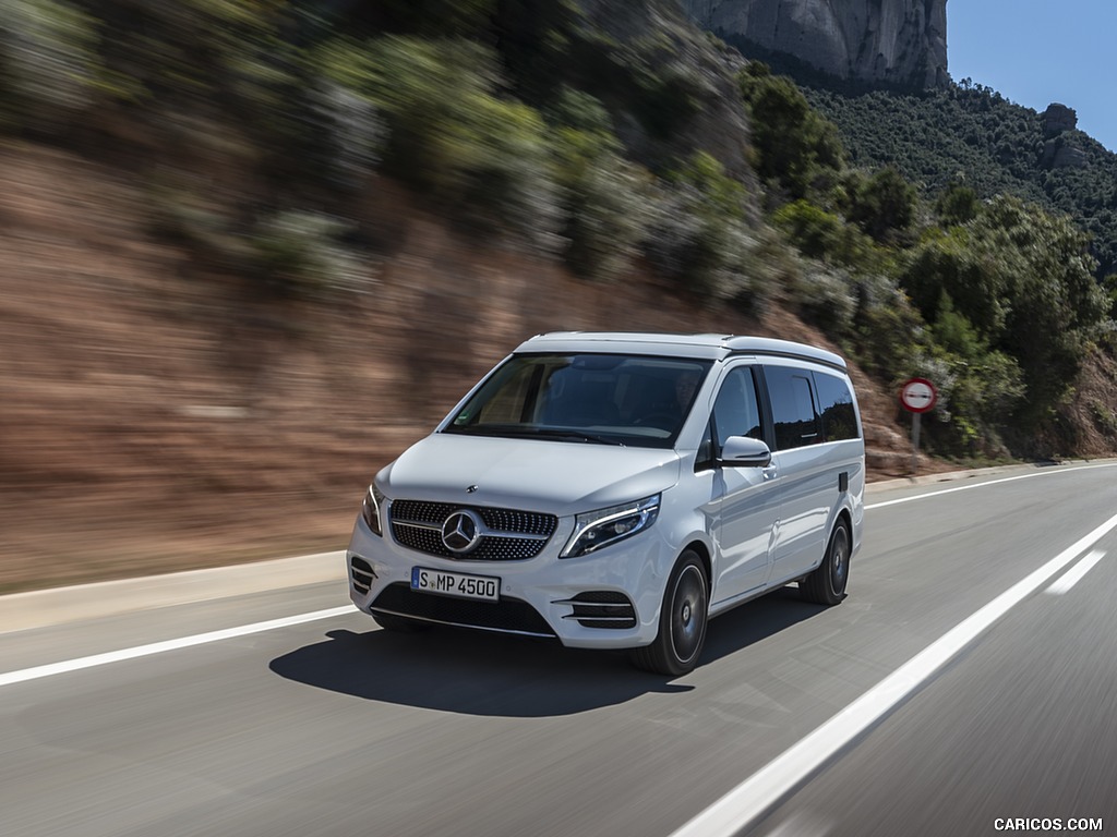 2019 Mercedes-Benz V-Class Marco Polo 300d AMG Line (Color: Mountain Crystal White Metallic) - Front Three-Quarter