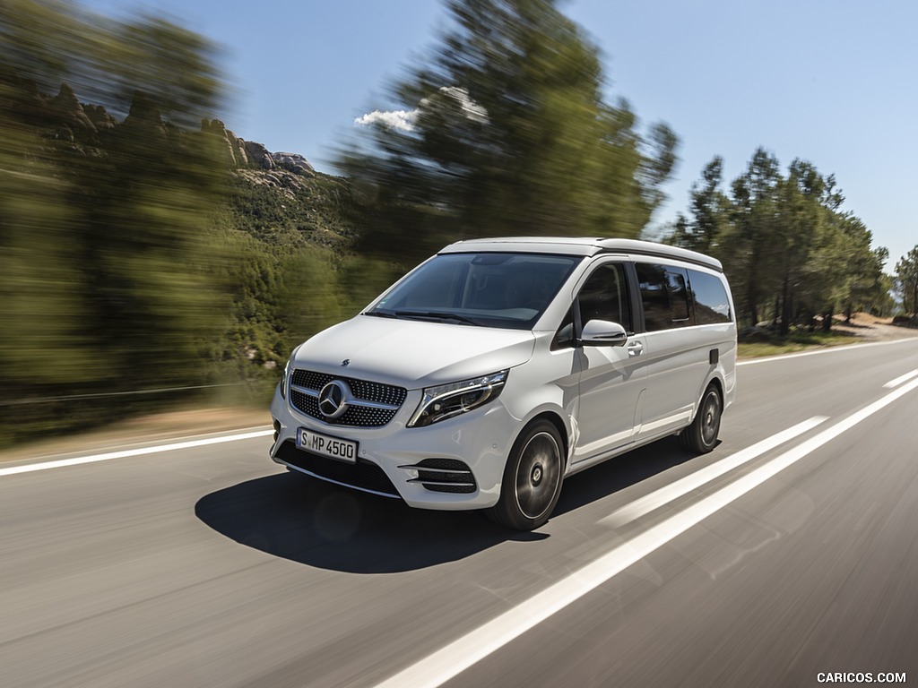 2019 Mercedes-Benz V-Class Marco Polo 300d AMG Line (Color: Mountain Crystal White Metallic) - Front Three-Quarter