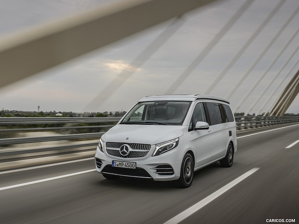 2019 Mercedes-Benz V-Class Marco Polo 300d AMG Line (Color: Mountain Crystal White Metallic) - Front Three-Quarter