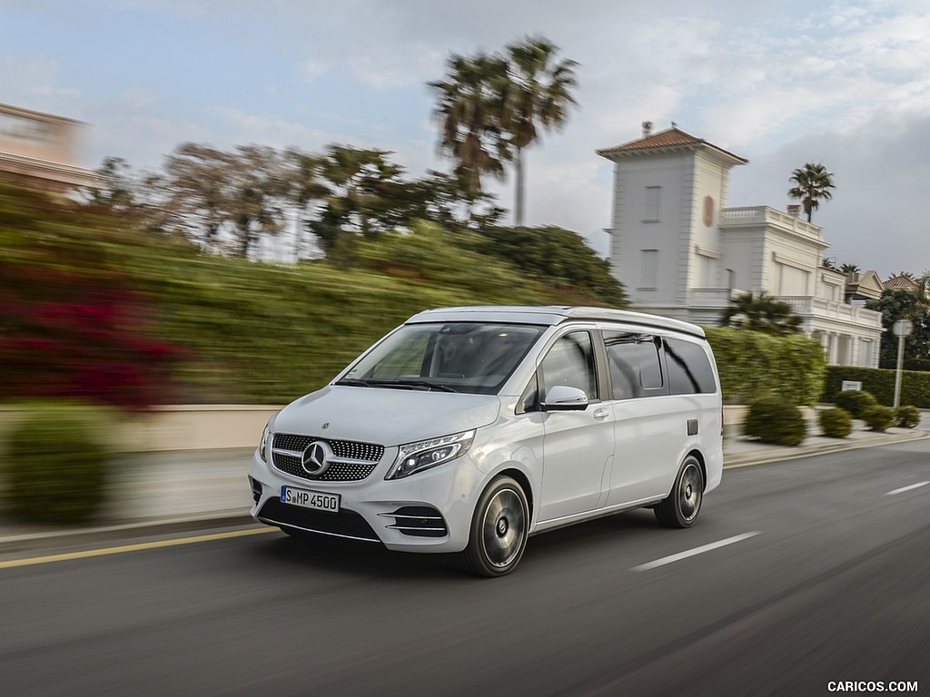 2019 Mercedes-Benz V-Class Marco Polo 300d AMG Line (Color: Mountain Crystal White Metallic) - Front Three-Quarter