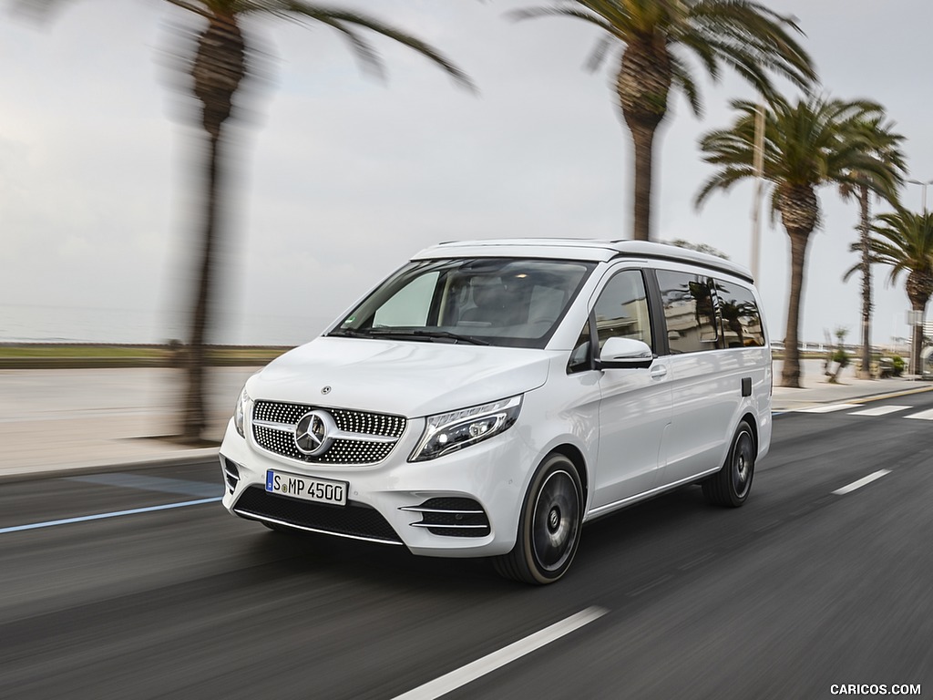 2019 Mercedes-Benz V-Class Marco Polo 300d AMG Line (Color: Mountain Crystal White Metallic) - Front Three-Quarter