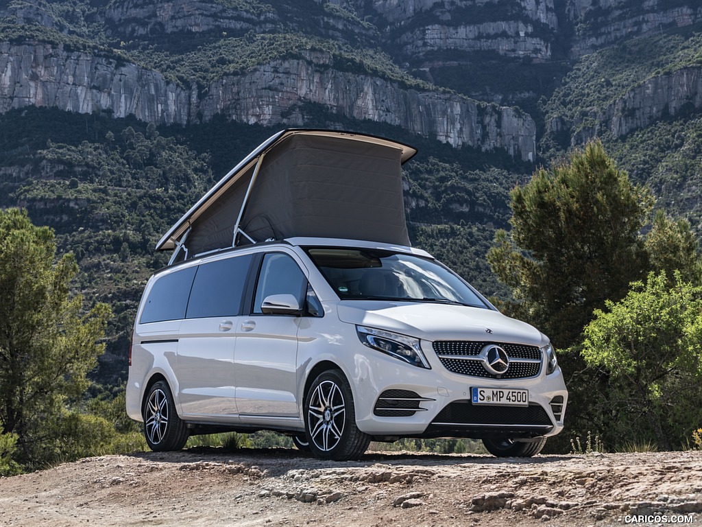 2019 Mercedes-Benz V-Class Marco Polo 300d AMG Line (Color: Mountain Crystal White Metallic) - Front Three-Quarter