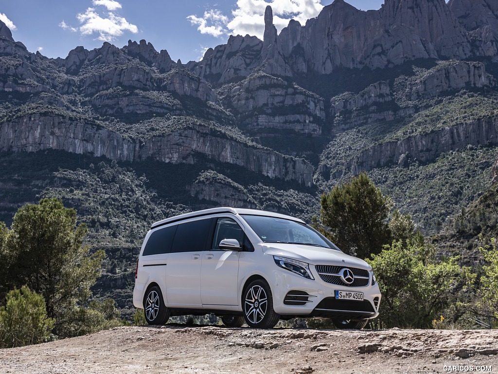 2019 Mercedes-Benz V-Class Marco Polo 300d AMG Line (Color: Mountain Crystal White Metallic) - Front Three-Quarter