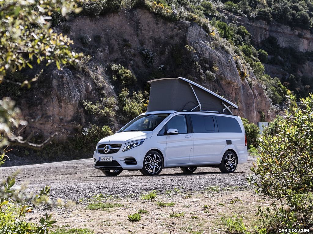 2019 Mercedes-Benz V-Class Marco Polo 300d AMG Line (Color: Mountain Crystal White Metallic) - Front Three-Quarter