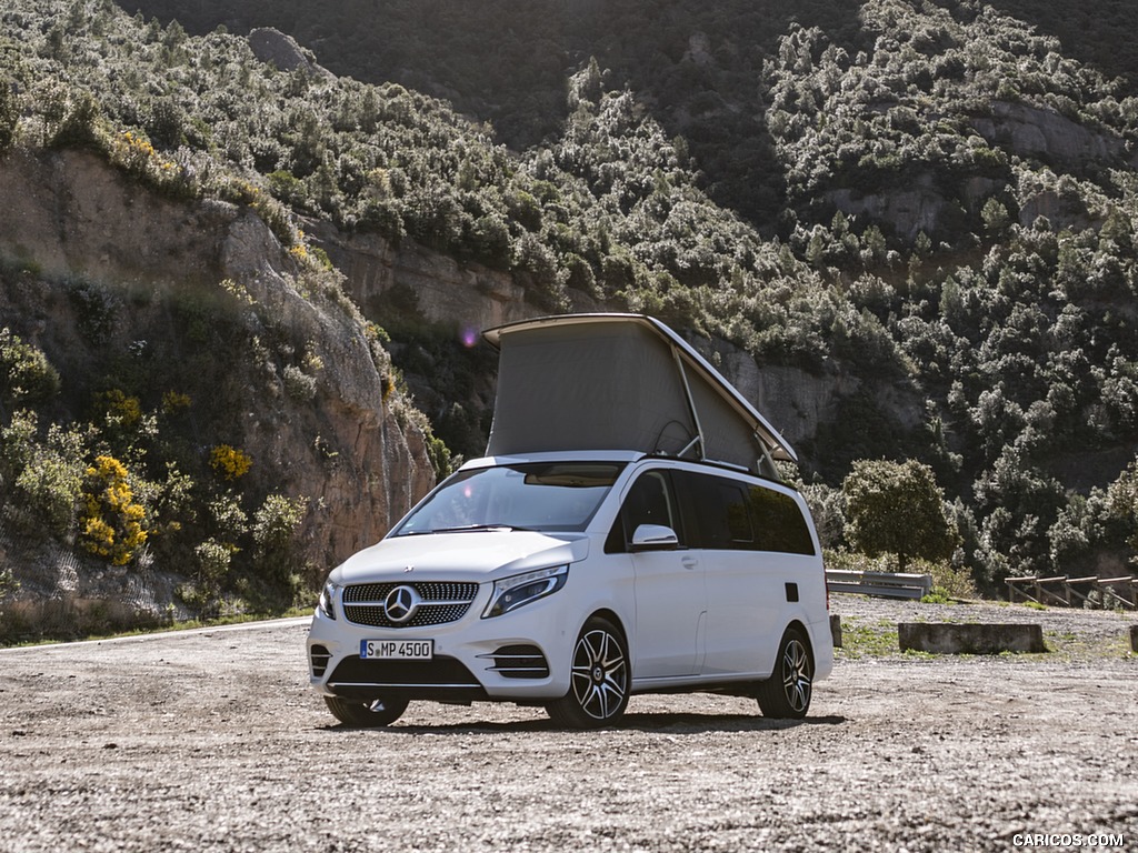 2019 Mercedes-Benz V-Class Marco Polo 300d AMG Line (Color: Mountain Crystal White Metallic) - Front Three-Quarter