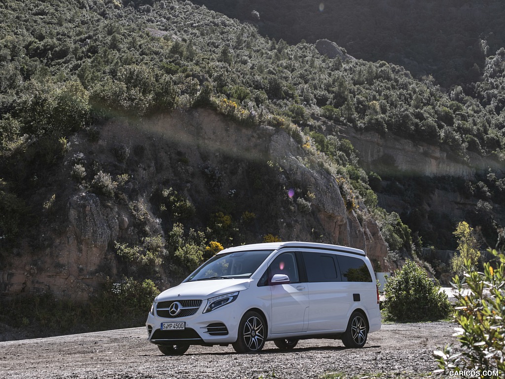 2019 Mercedes-Benz V-Class Marco Polo 300d AMG Line (Color: Mountain Crystal White Metallic) - Front Three-Quarter