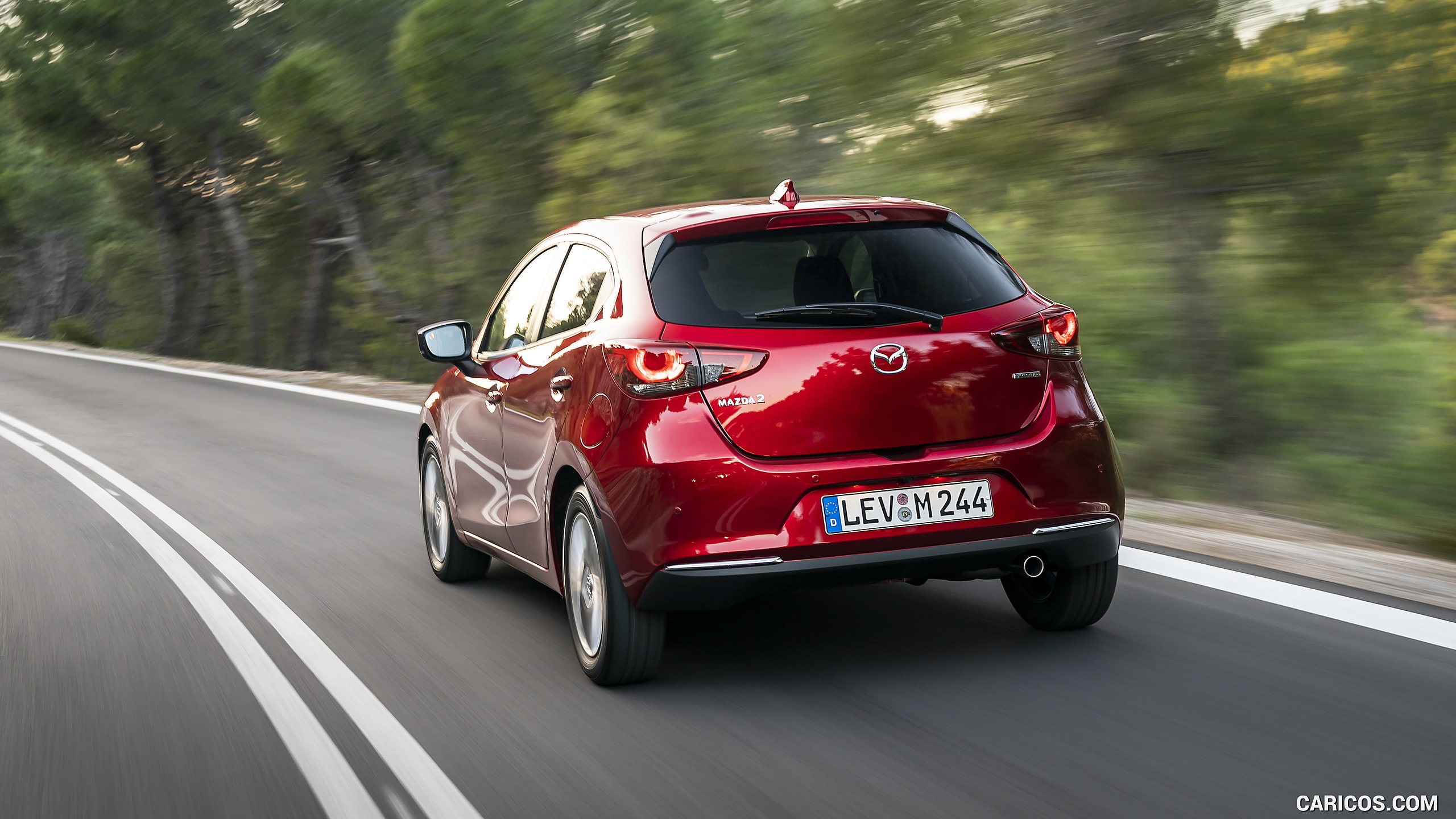 2020 Mazda2 (Color: Red Crystal) - Rear Three-Quarter, #6 of 210