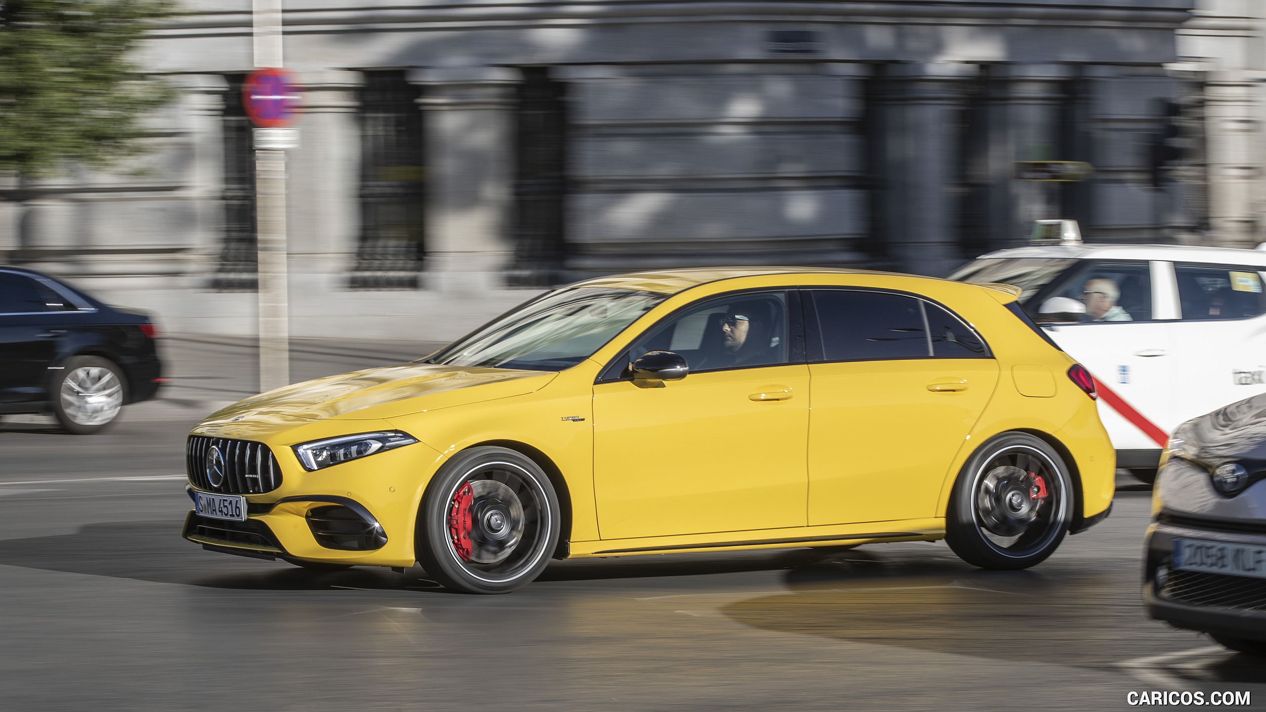 2020 Mercedes-AMG A 45 S 4MATIC+ (Color: Sun Yellow) - Front Three-Quarter, #72 of 188