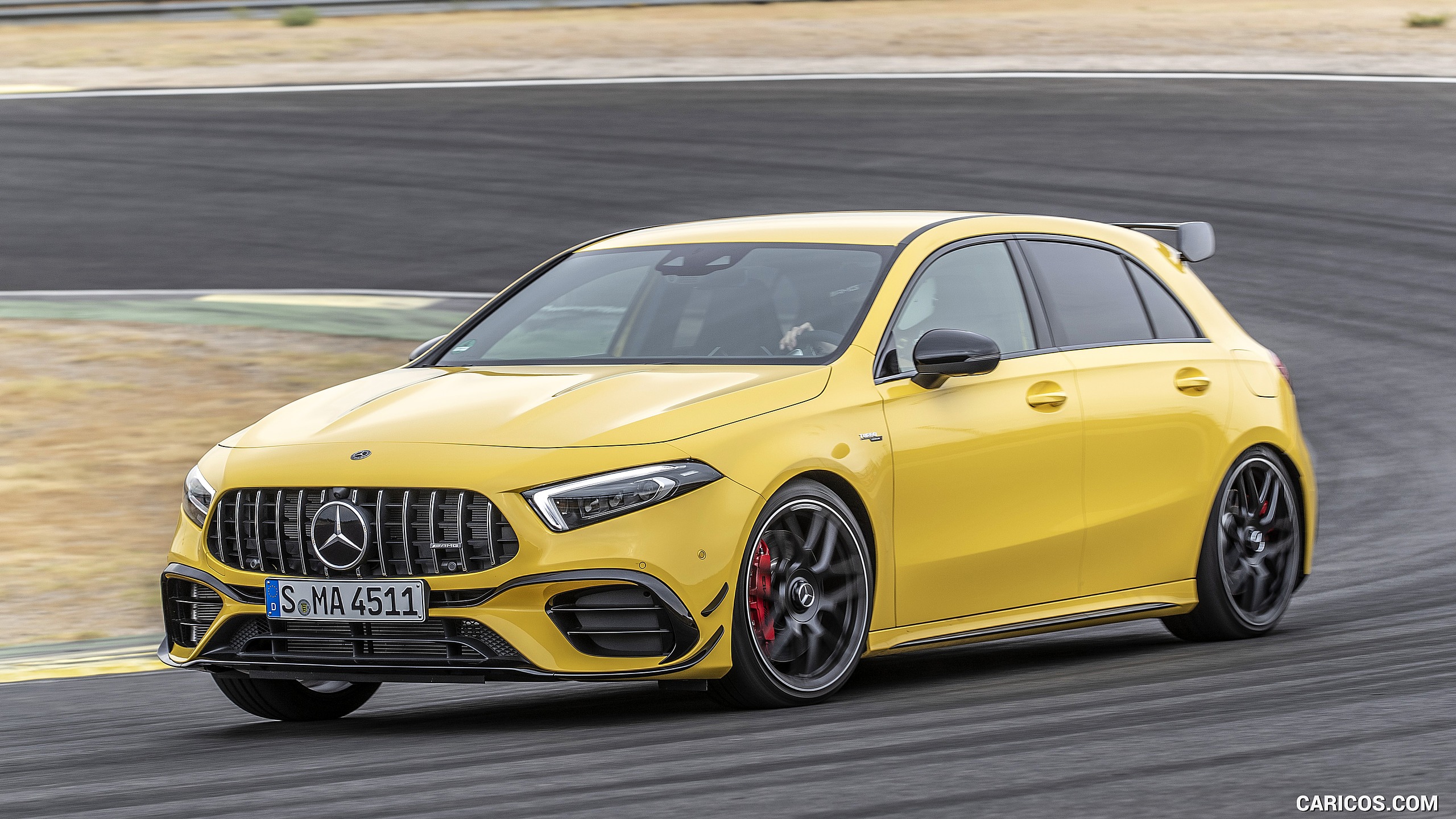 2020 Mercedes-AMG A 45 S 4MATIC+ (Color: Sun Yellow) - Front Three-Quarter, #78 of 188