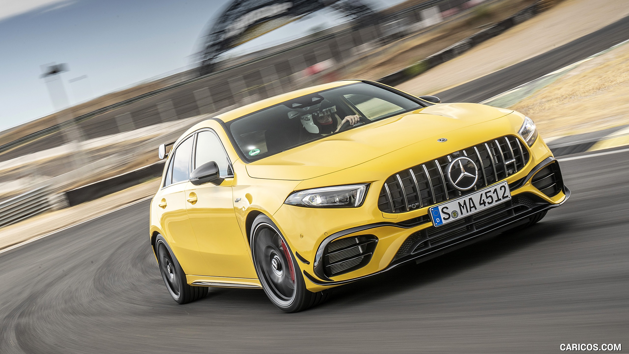 2020 Mercedes-AMG A 45 S 4MATIC+ (Color: Sun Yellow) - Front Three-Quarter, #82 of 188