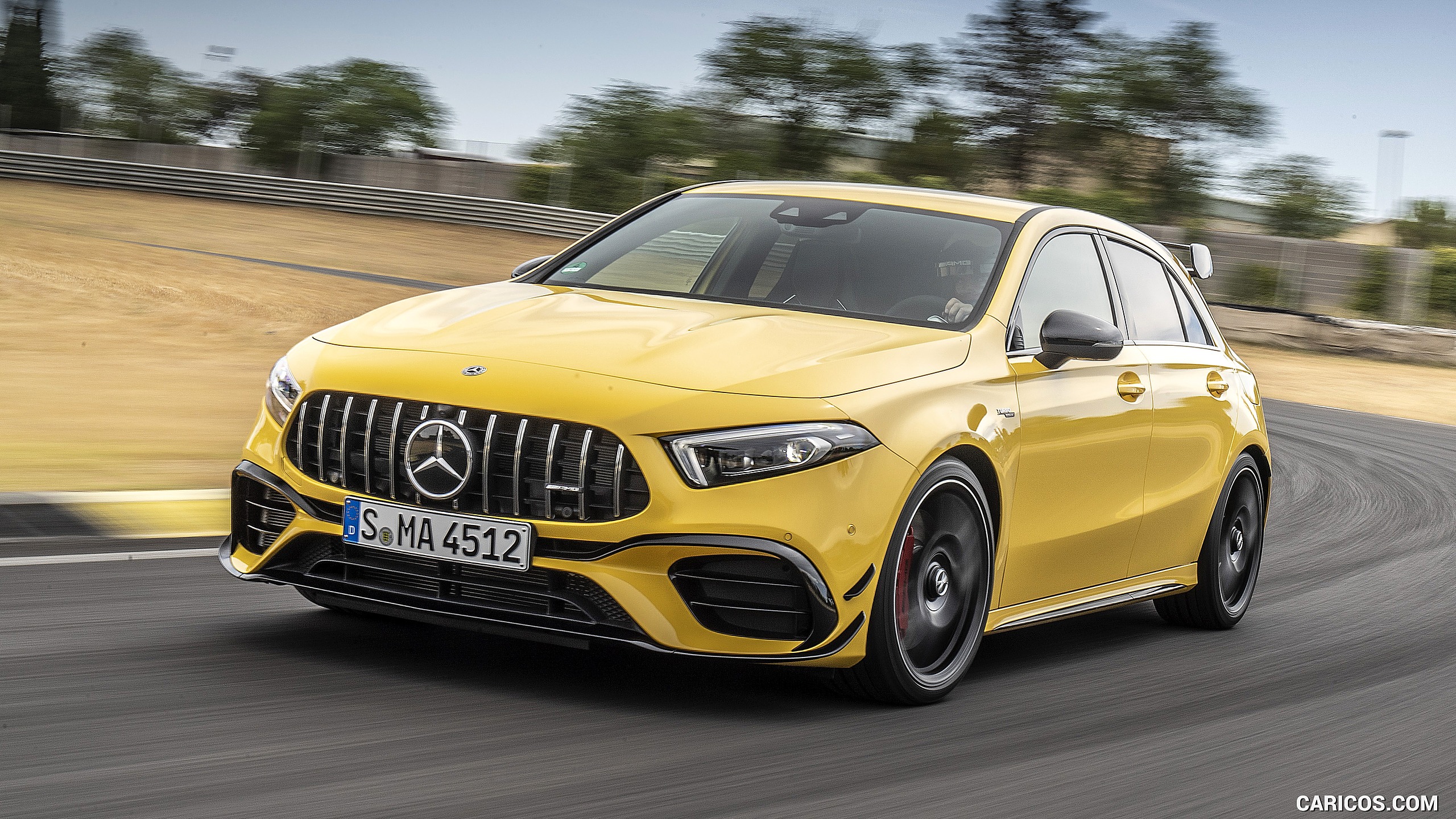 2020 Mercedes-AMG A 45 S 4MATIC+ (Color: Sun Yellow) - Front Three-Quarter, #83 of 188