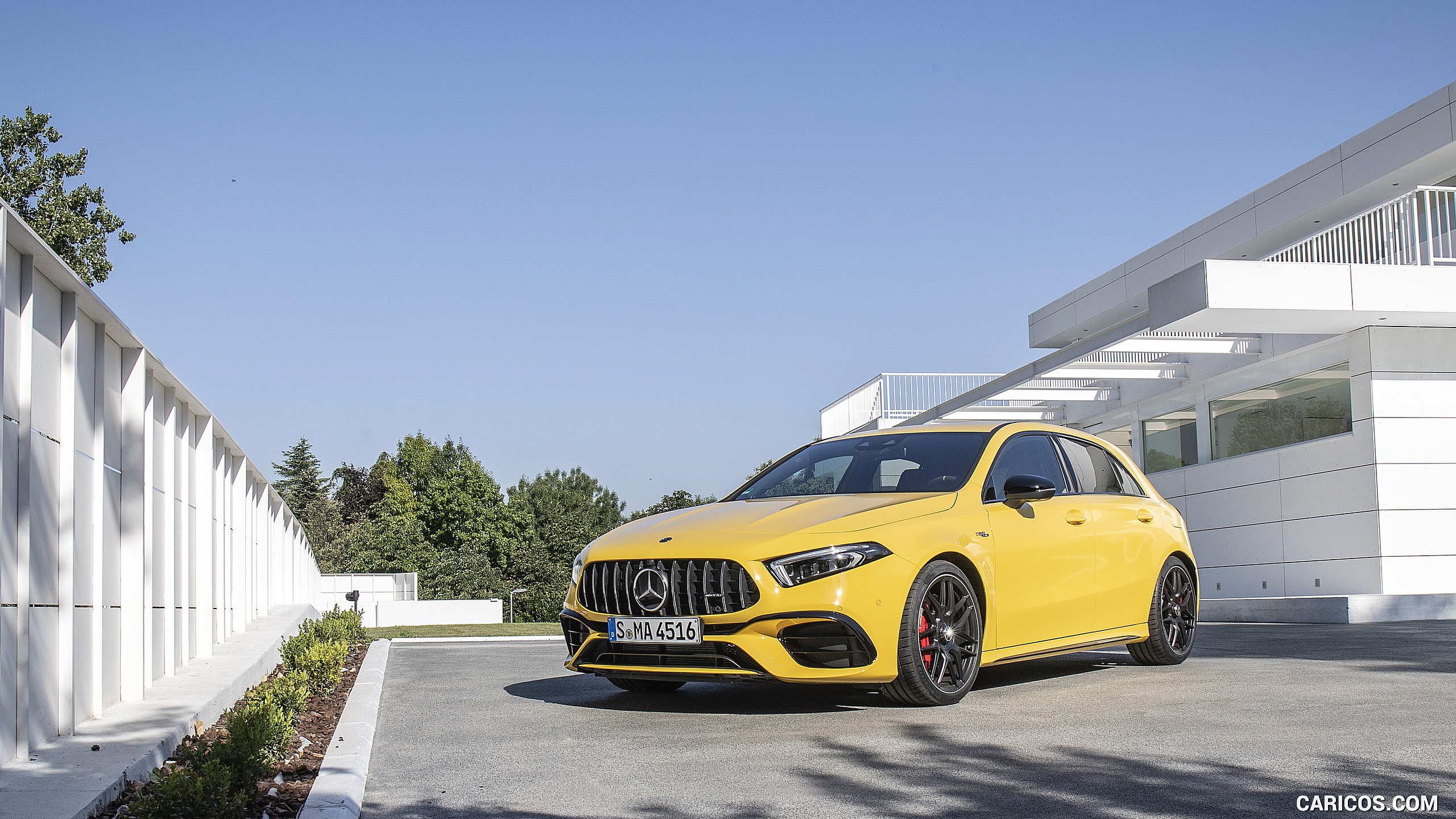 2020 Mercedes-AMG A 45 S 4MATIC+ (Color: Sun Yellow) - Front Three-Quarter, #96 of 188