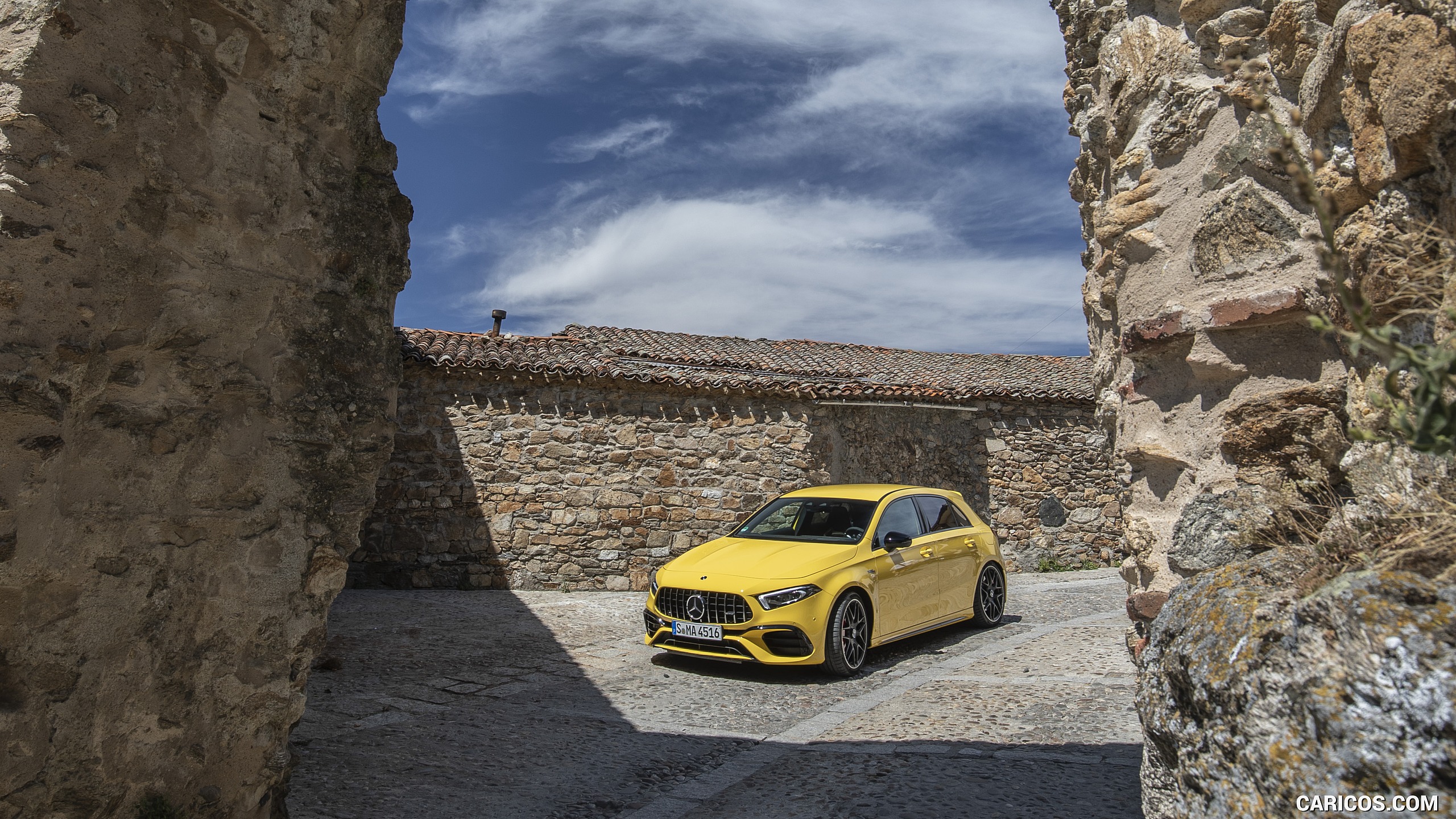2020 Mercedes-AMG A 45 S 4MATIC+ (Color: Sun Yellow) - Front Three-Quarter, #99 of 188