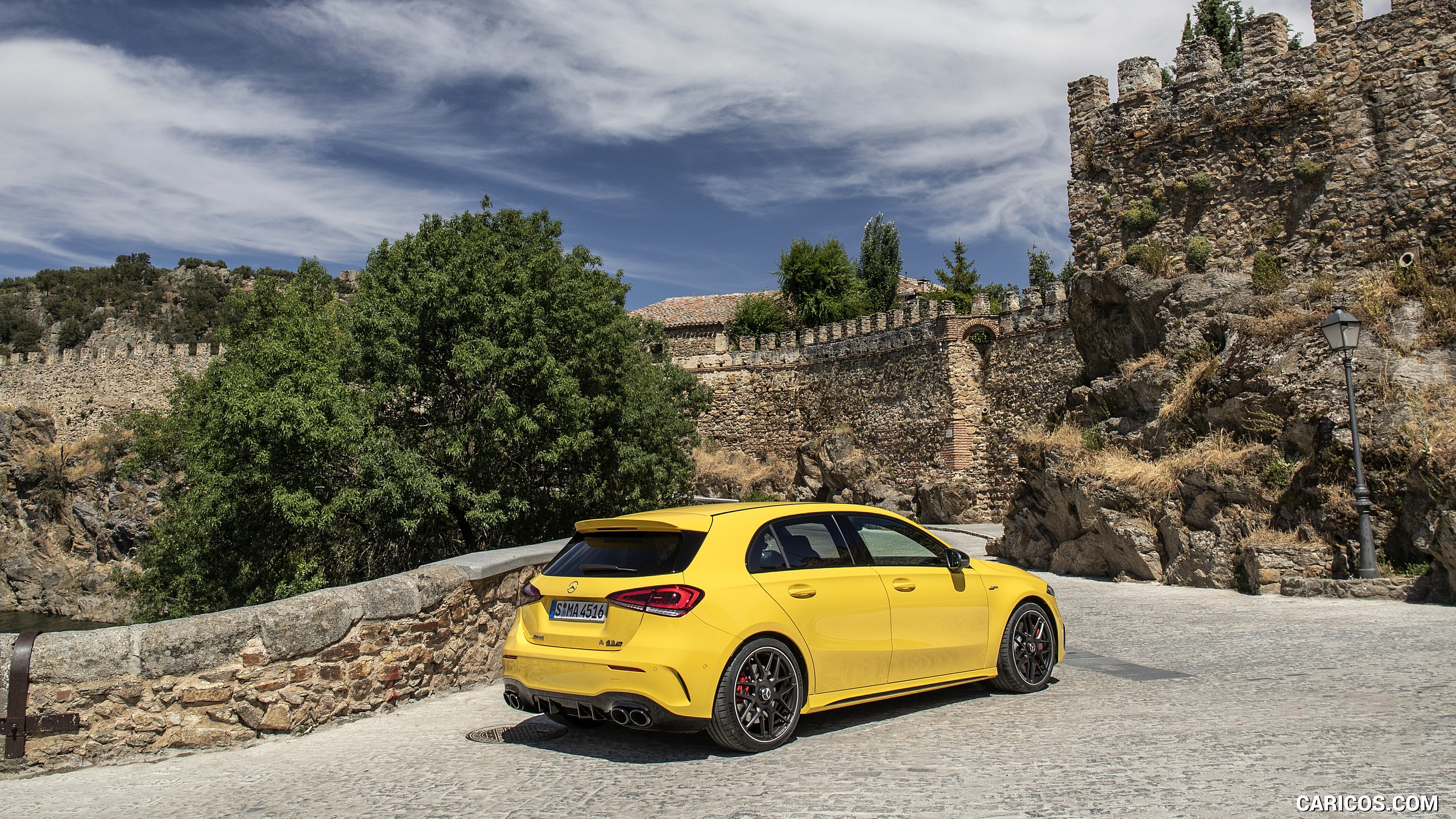 2020 Mercedes-AMG A 45 S 4MATIC+ (Color: Sun Yellow) - Rear Three-Quarter, #98 of 188