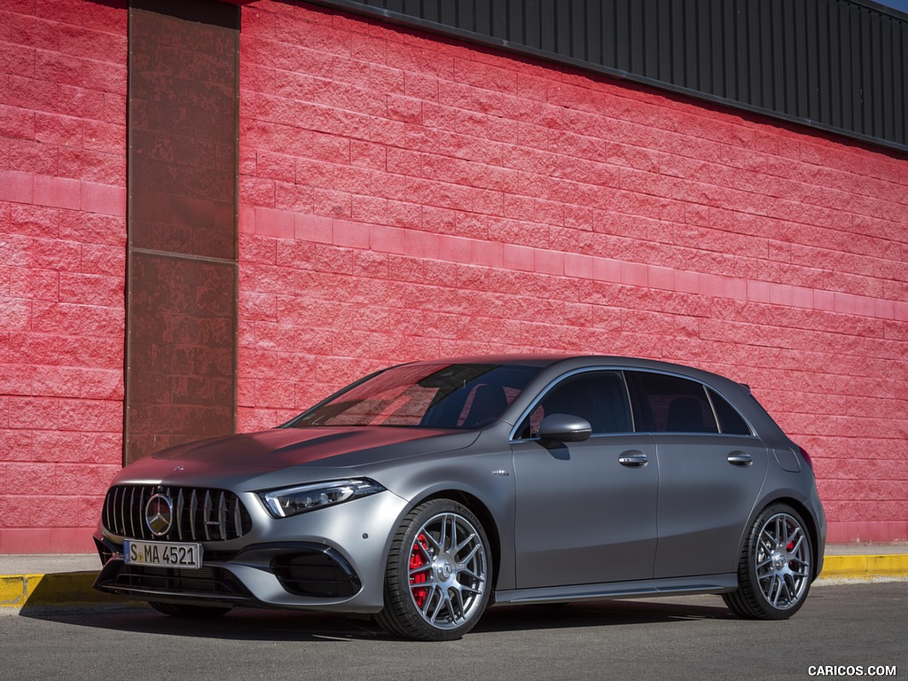 2020 Mercedes-AMG A 45 S 4MATIC+ (Color: Designo Mountain Gray Magno) - Front Three-Quarter