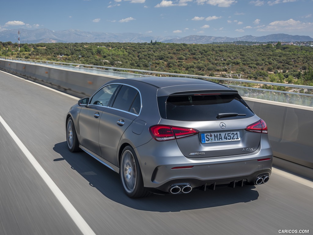 2020 Mercedes-AMG A 45 S 4MATIC+ (Color: Designo Mountain Gray Magno) - Rear Three-Quarter