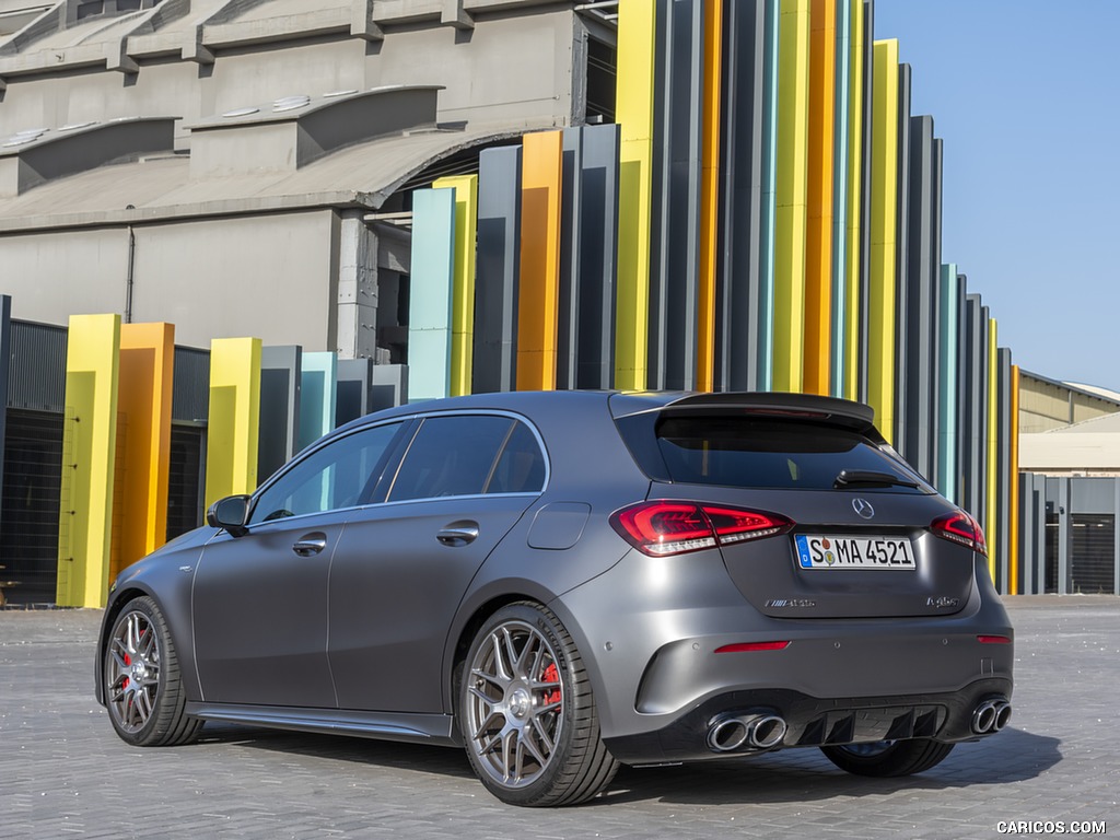 2020 Mercedes-AMG A 45 S 4MATIC+ (Color: Designo Mountain Gray Magno) - Rear Three-Quarter