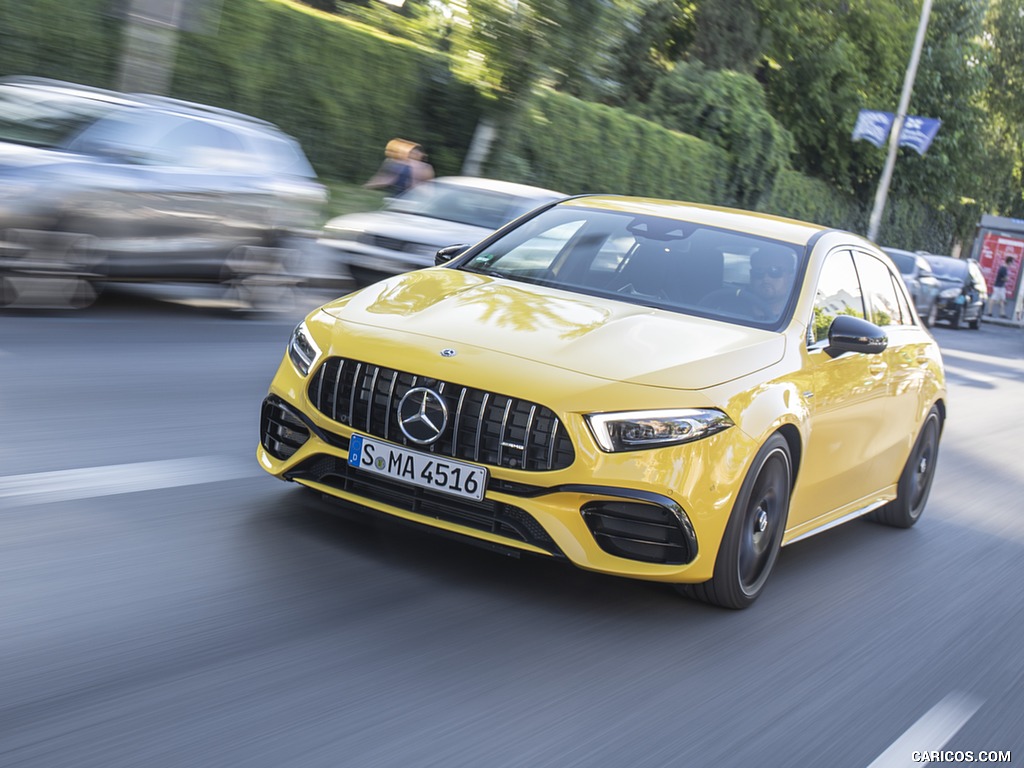 2020 Mercedes-AMG A 45 S 4MATIC+ (Color: Sun Yellow) - Front Three-Quarter