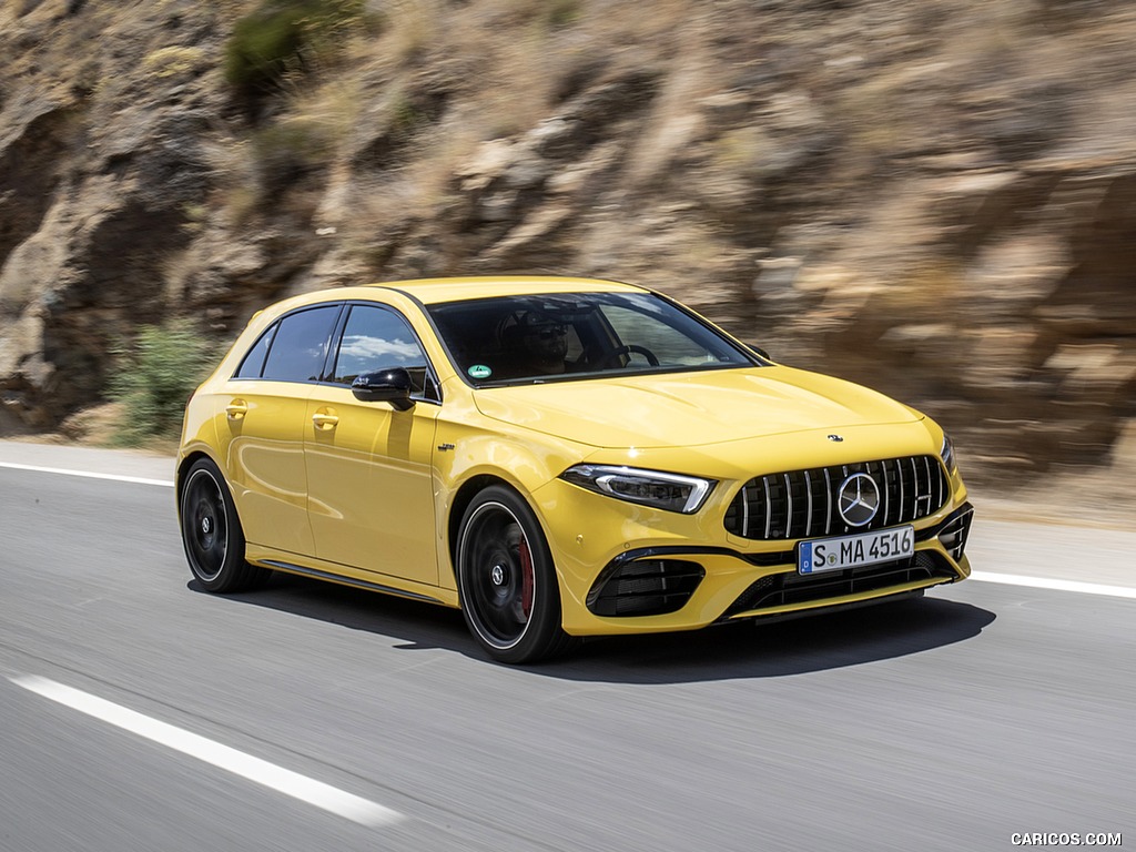 2020 Mercedes-AMG A 45 S 4MATIC+ (Color: Sun Yellow) - Front Three-Quarter