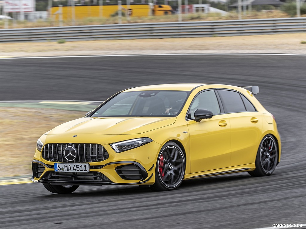 2020 Mercedes-AMG A 45 S 4MATIC+ (Color: Sun Yellow) - Front Three-Quarter