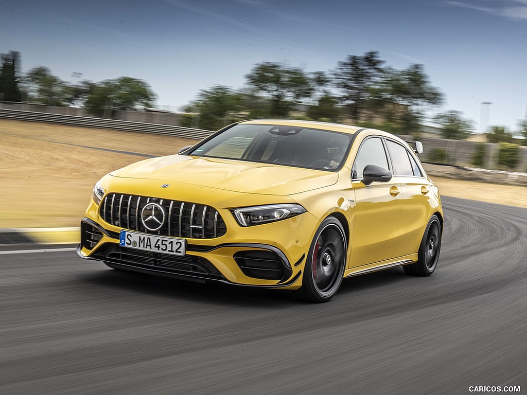 2020 Mercedes-AMG A 45 S 4MATIC+ (Color: Sun Yellow) - Front Three-Quarter