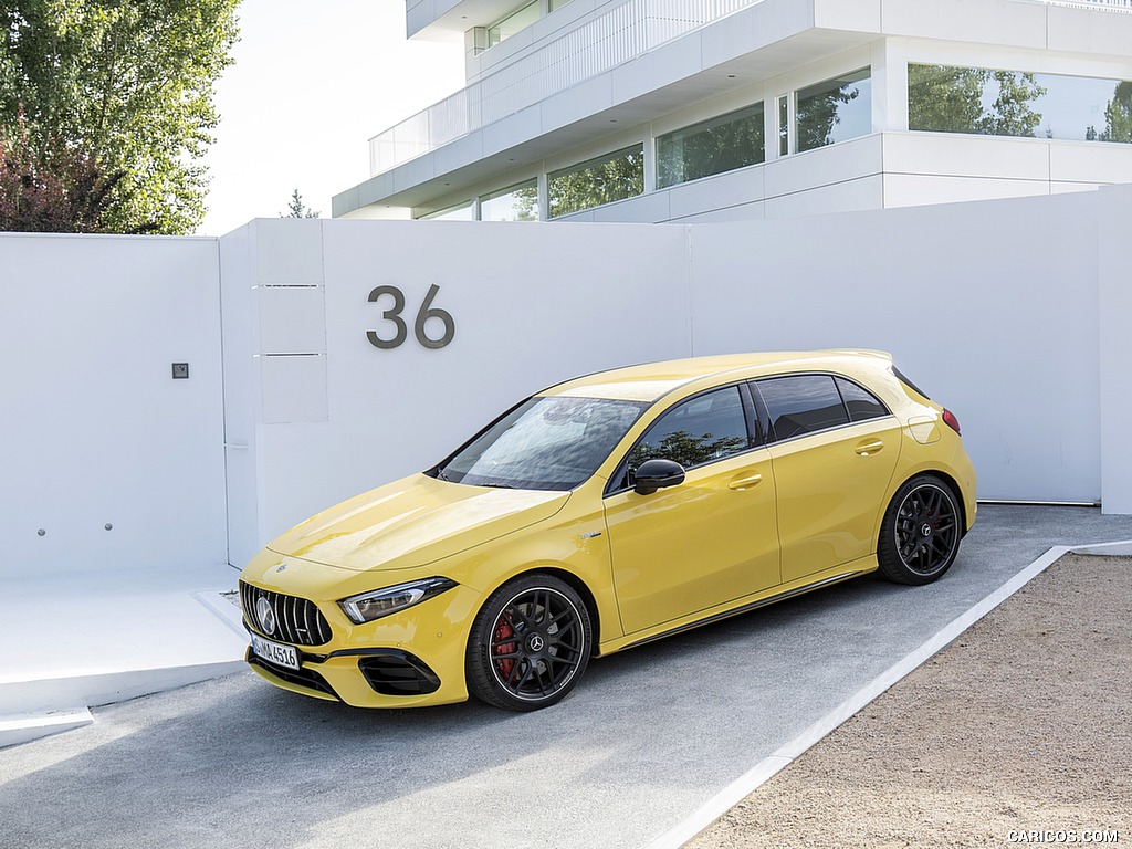 2020 Mercedes-AMG A 45 S 4MATIC+ (Color: Sun Yellow) - Front Three-Quarter