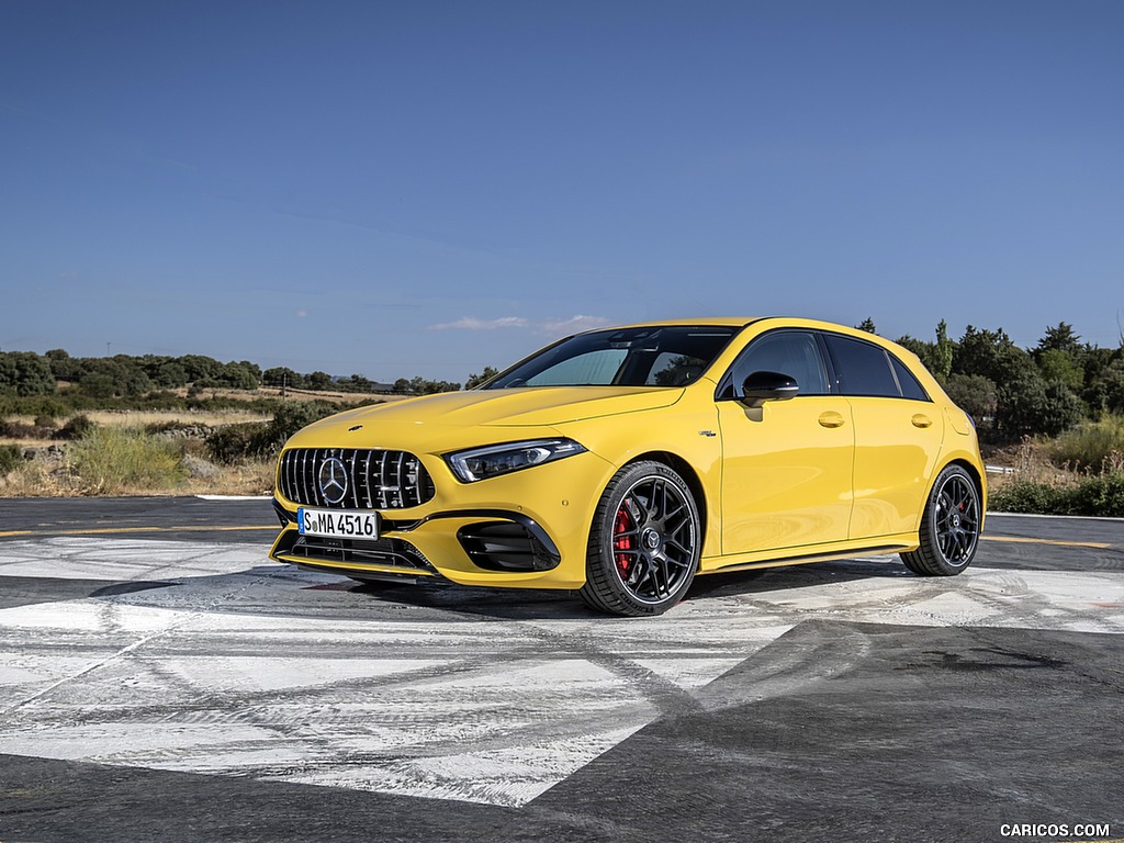 2020 Mercedes-AMG A 45 S 4MATIC+ (Color: Sun Yellow) - Front Three-Quarter