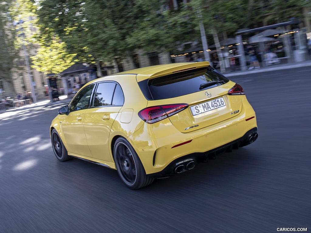 2020 Mercedes-AMG A 45 S 4MATIC+ (Color: Sun Yellow) - Rear Three-Quarter