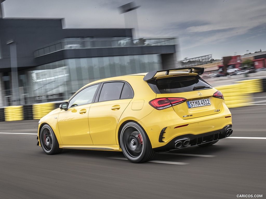 2020 Mercedes-AMG A 45 S 4MATIC+ (Color: Sun Yellow) - Rear Three-Quarter