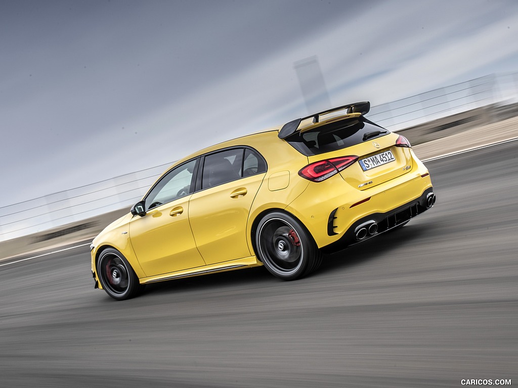 2020 Mercedes-AMG A 45 S 4MATIC+ (Color: Sun Yellow) - Rear Three-Quarter