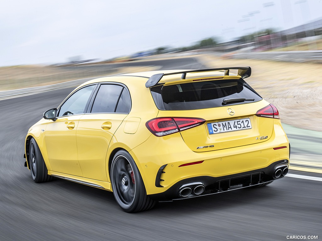 2020 Mercedes-AMG A 45 S 4MATIC+ (Color: Sun Yellow) - Rear Three-Quarter