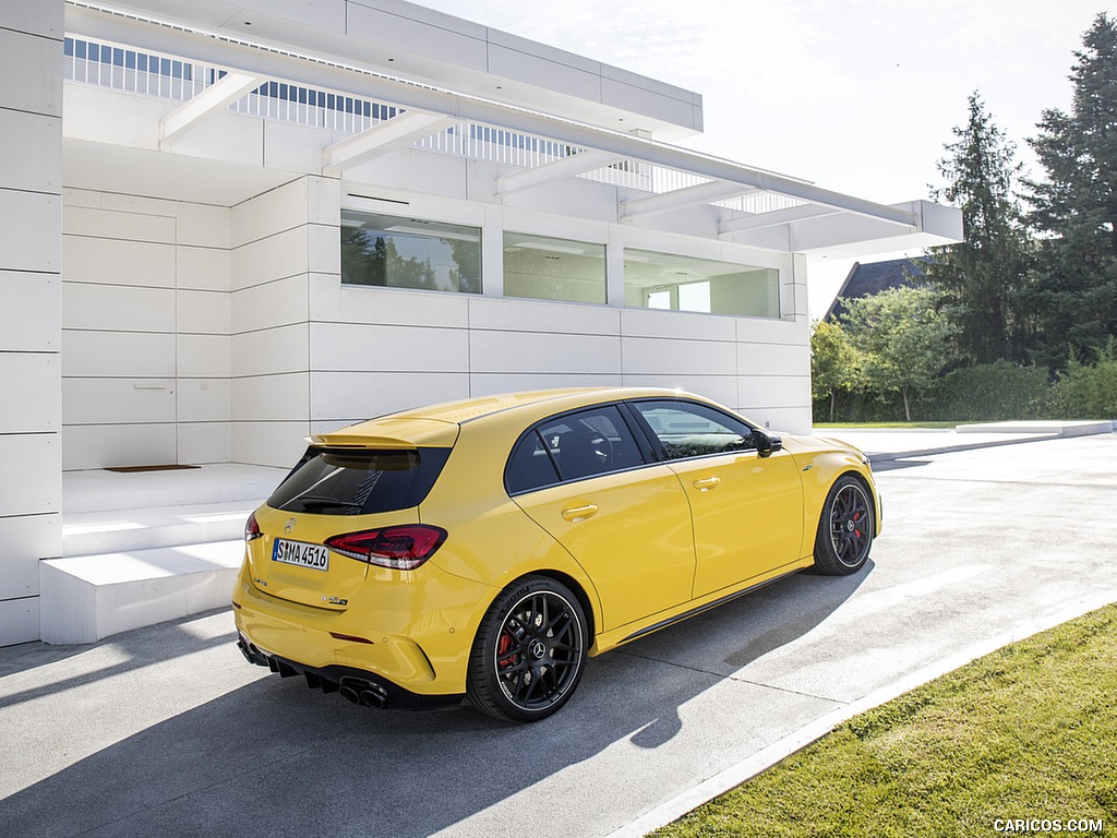 2020 Mercedes-AMG A 45 S 4MATIC+ (Color: Sun Yellow) - Rear Three-Quarter